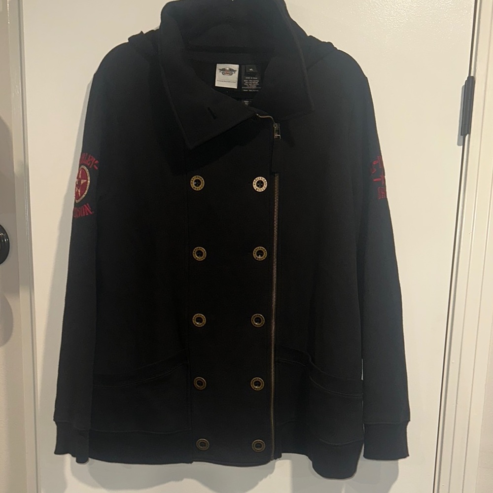 Black Double-Breasted Women's Harley Davidson Jacket